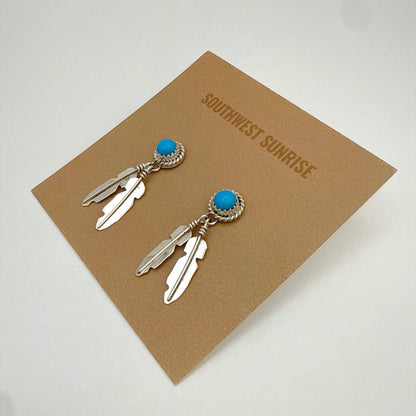 Turquoise Feather Earrings