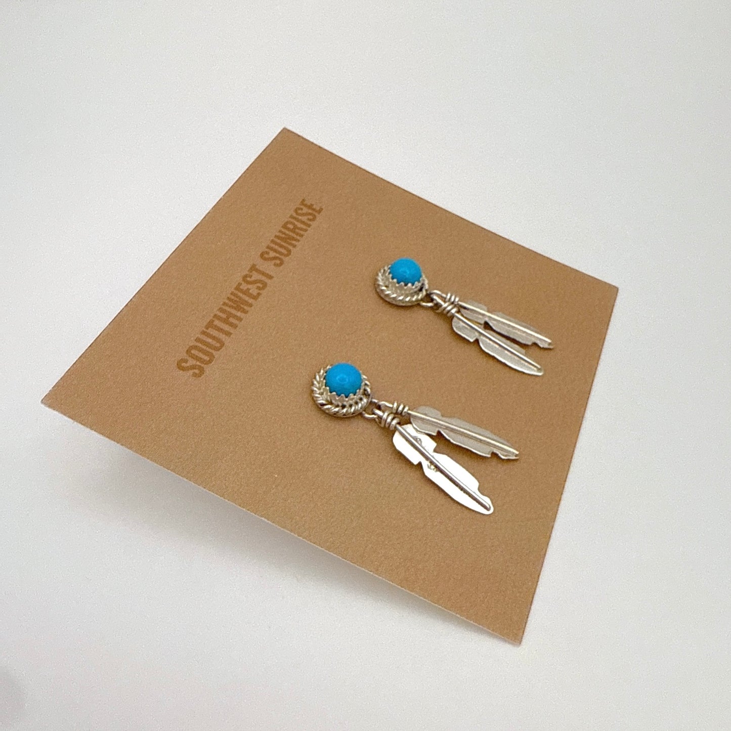 Turquoise Feather Earrings