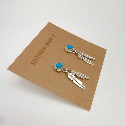Turquoise Feather Earrings