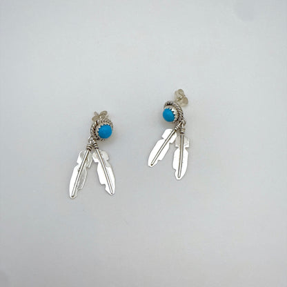 Turquoise Feather Earrings