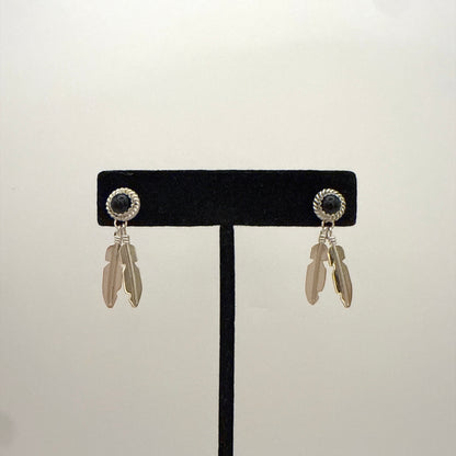 Black Onyx Feather Earrings