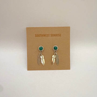 Malachite Feather Earrings