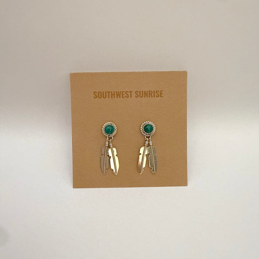 Malachite Feather Earrings