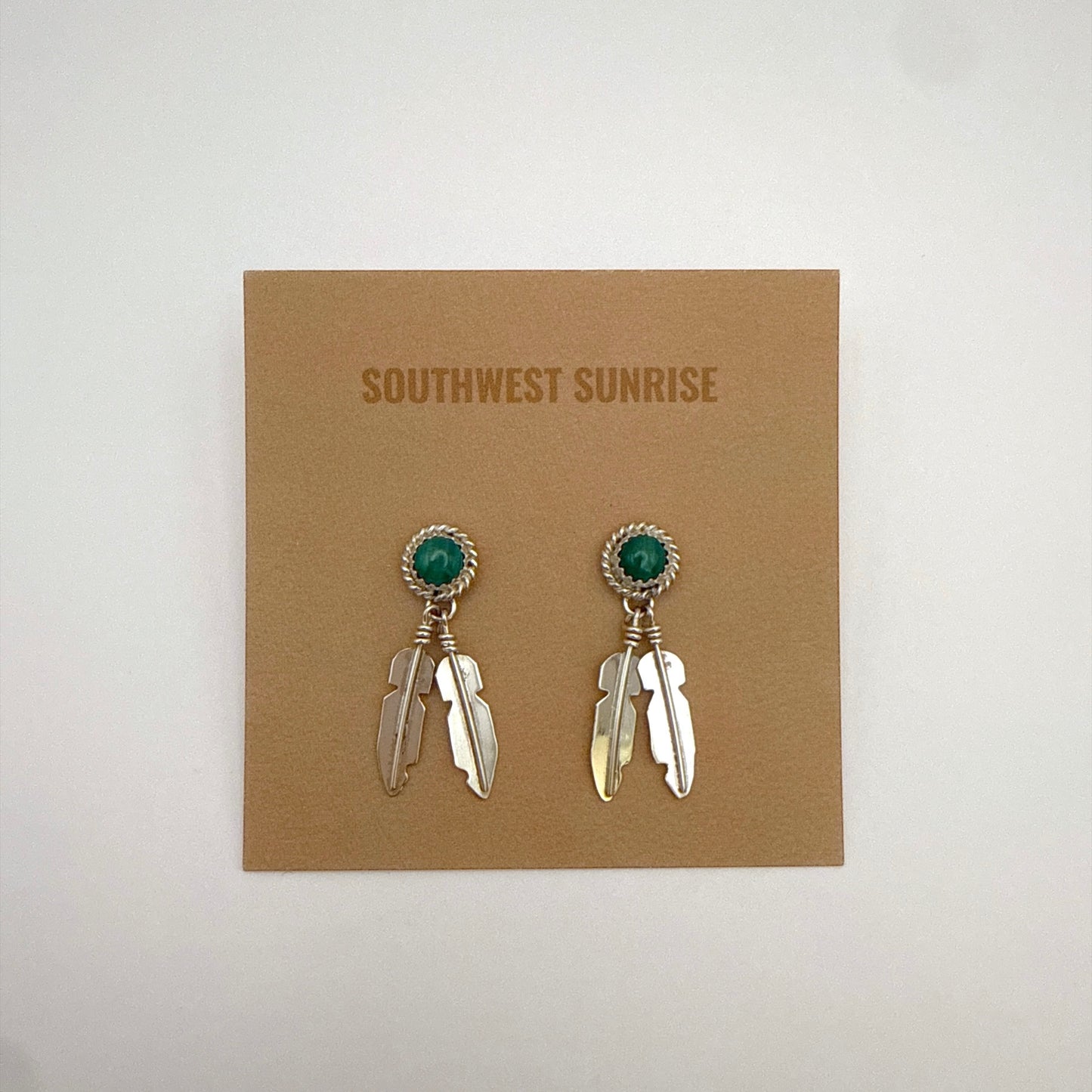 Malachite Feather Earrings
