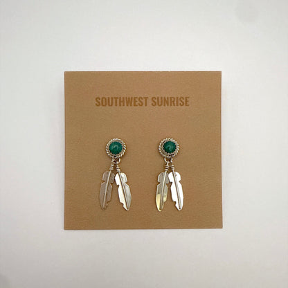 Malachite Feather Earrings