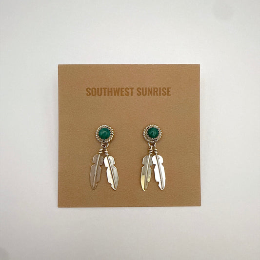 Malachite Feather Earrings