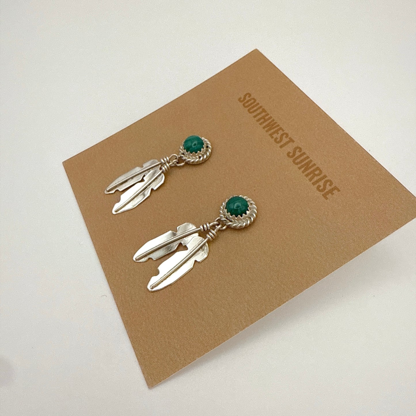 Malachite Feather Earrings