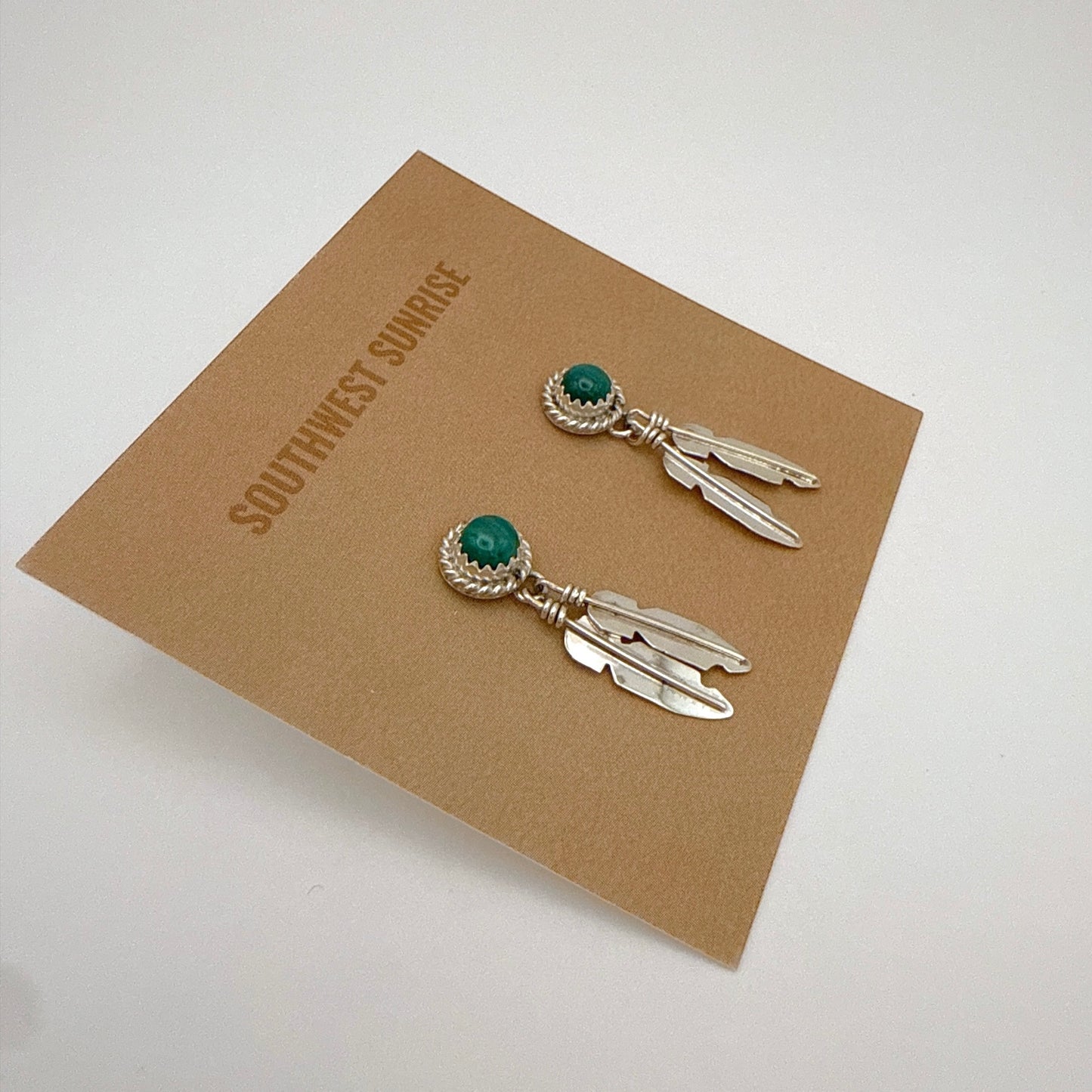 Malachite Feather Earrings