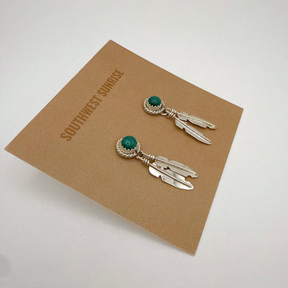 Malachite Feather Earrings