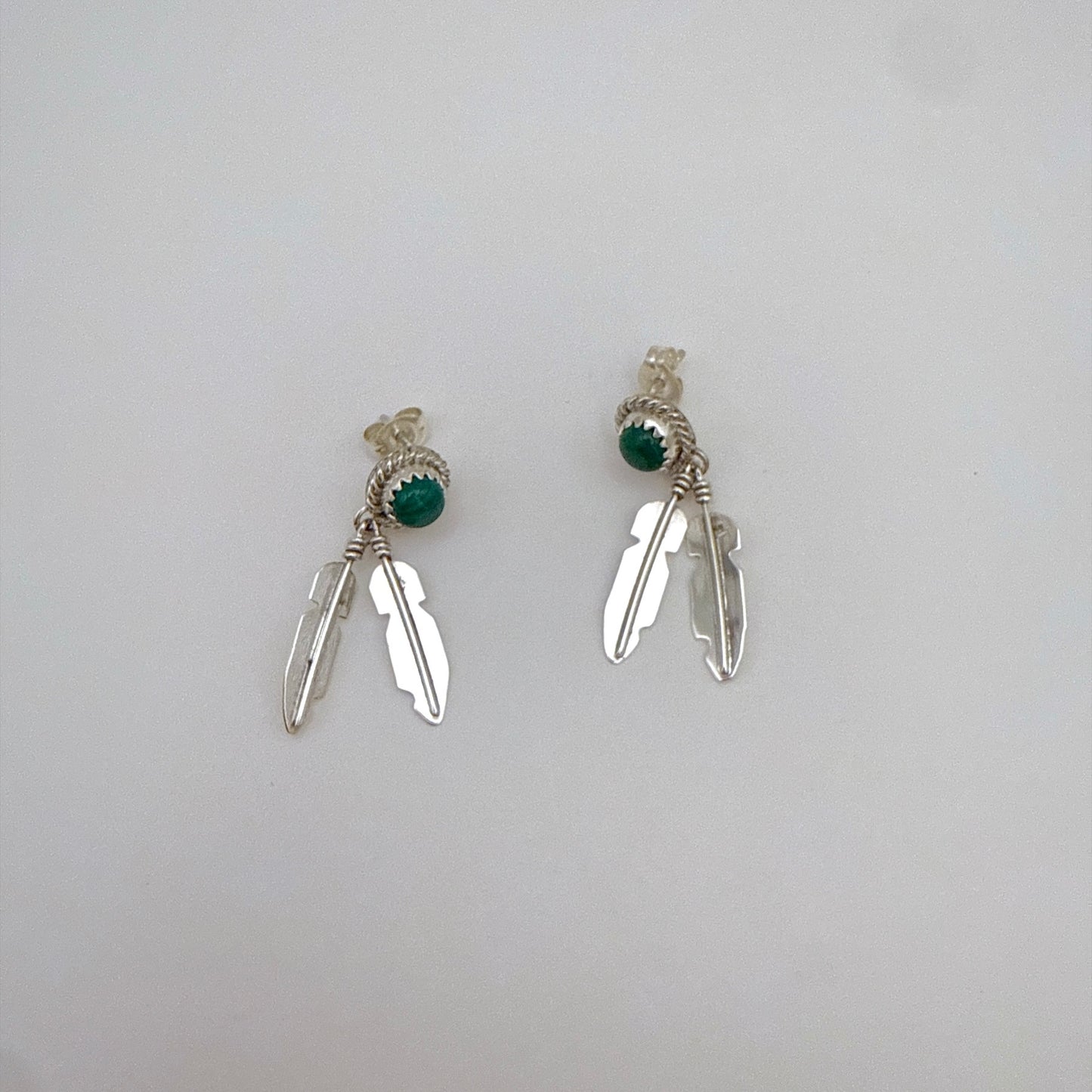 Malachite Feather Earrings