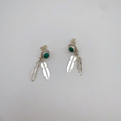 Malachite Feather Earrings
