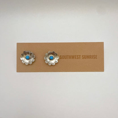 Turquoise Flower Stud Earrings