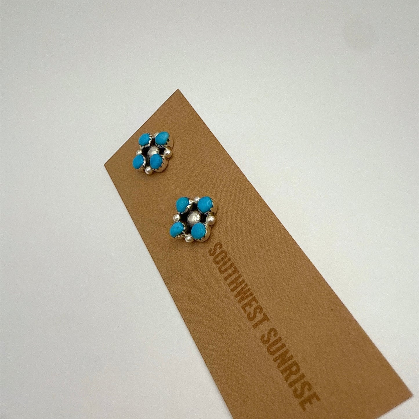 Four Turquoise Stud Earrings