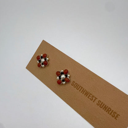 Four Coral Stud Earrings