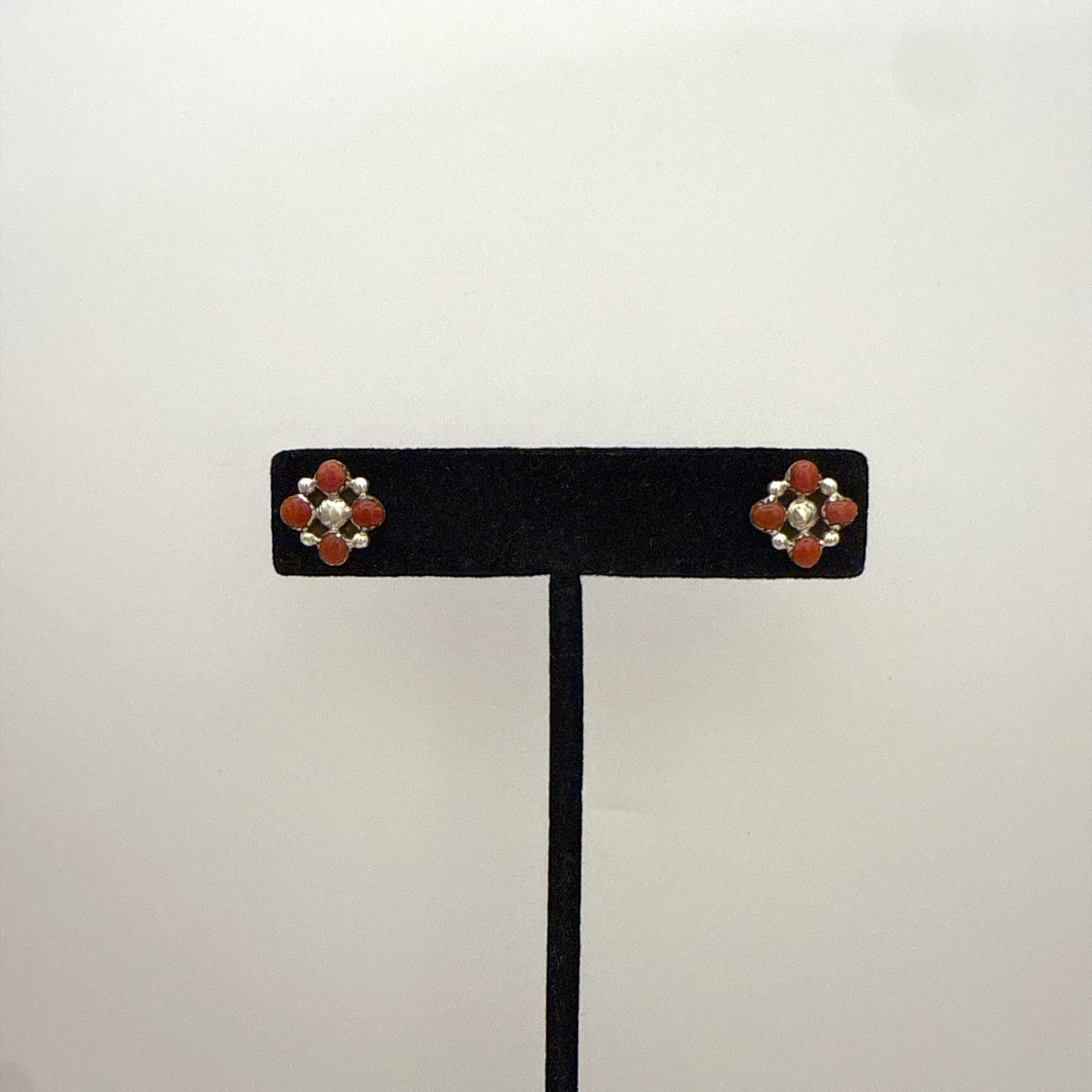 Four Coral Stud Earrings