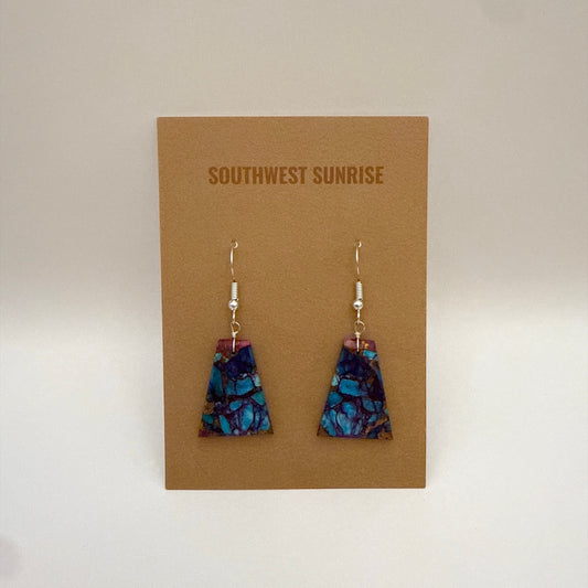 Purple Mojave Turquoise Slab Earrings A