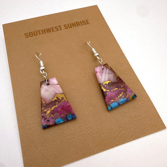 Purple Mojave Turquoise Slab Earrings B