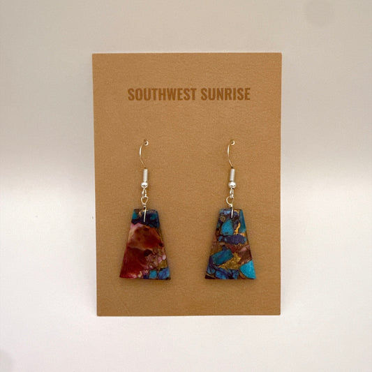 Purple Mojave Turquoise Slab Earrings C