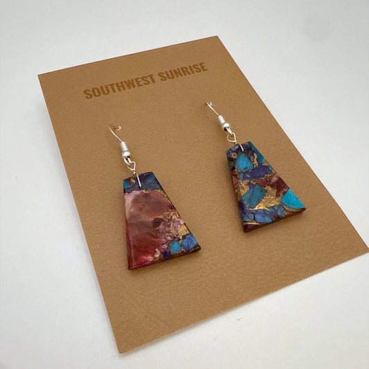 Purple Mojave Turquoise Slab Earrings C