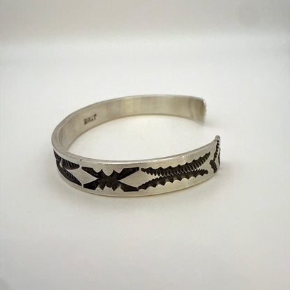 Stamped Sterling Silver Cuff Bracelet By Jerrold Tahe 6-1/8"