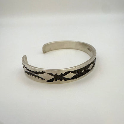 Stamped Sterling Silver Cuff Bracelet By Jerrold Tahe 6-1/8"