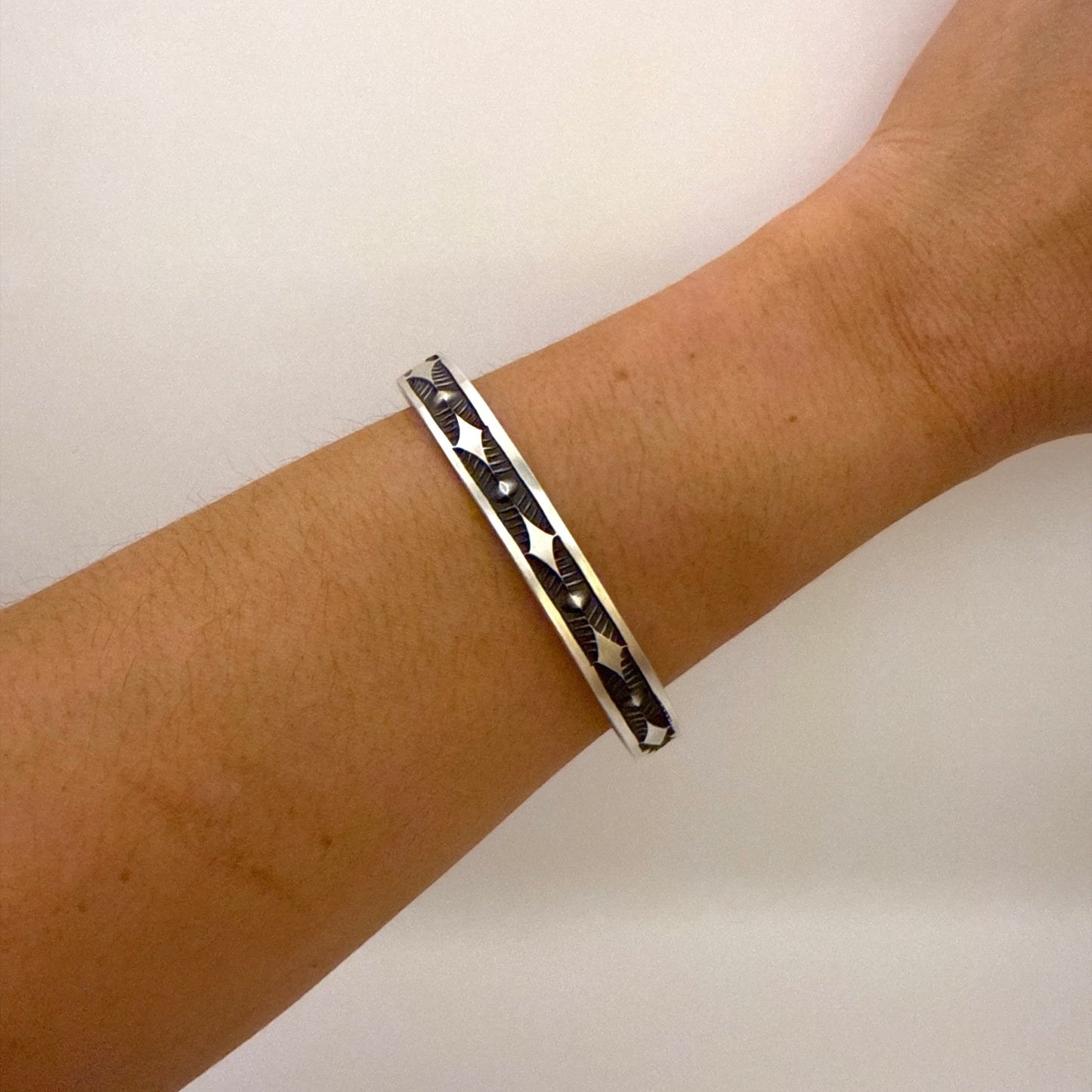 Stamped Sterling Silver Cuff Bracelet By Jerrold Tahe 6-1/8"