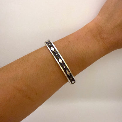 Stamped Sterling Silver Cuff Bracelet By Jerrold Tahe 6-1/8"