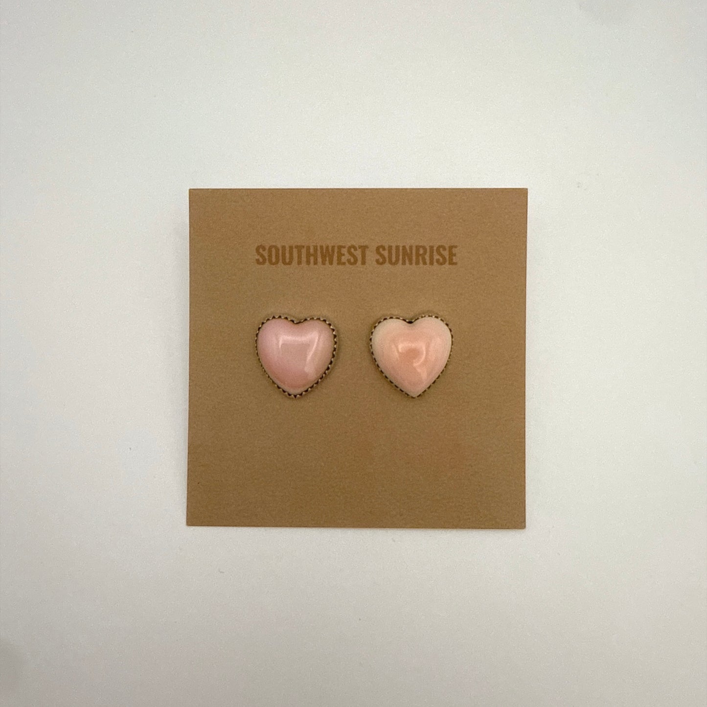 Pink Conch Heart Stud Earrings