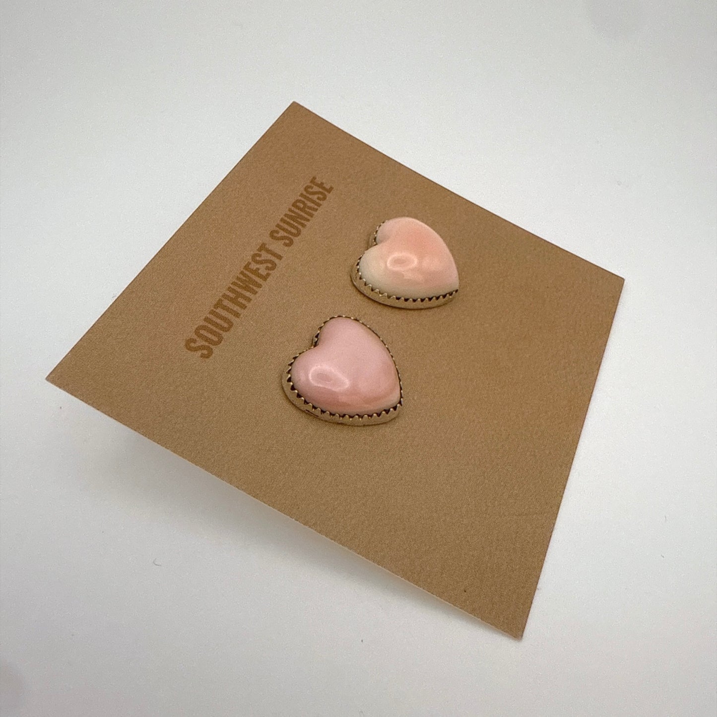 Pink Conch Heart Stud Earrings