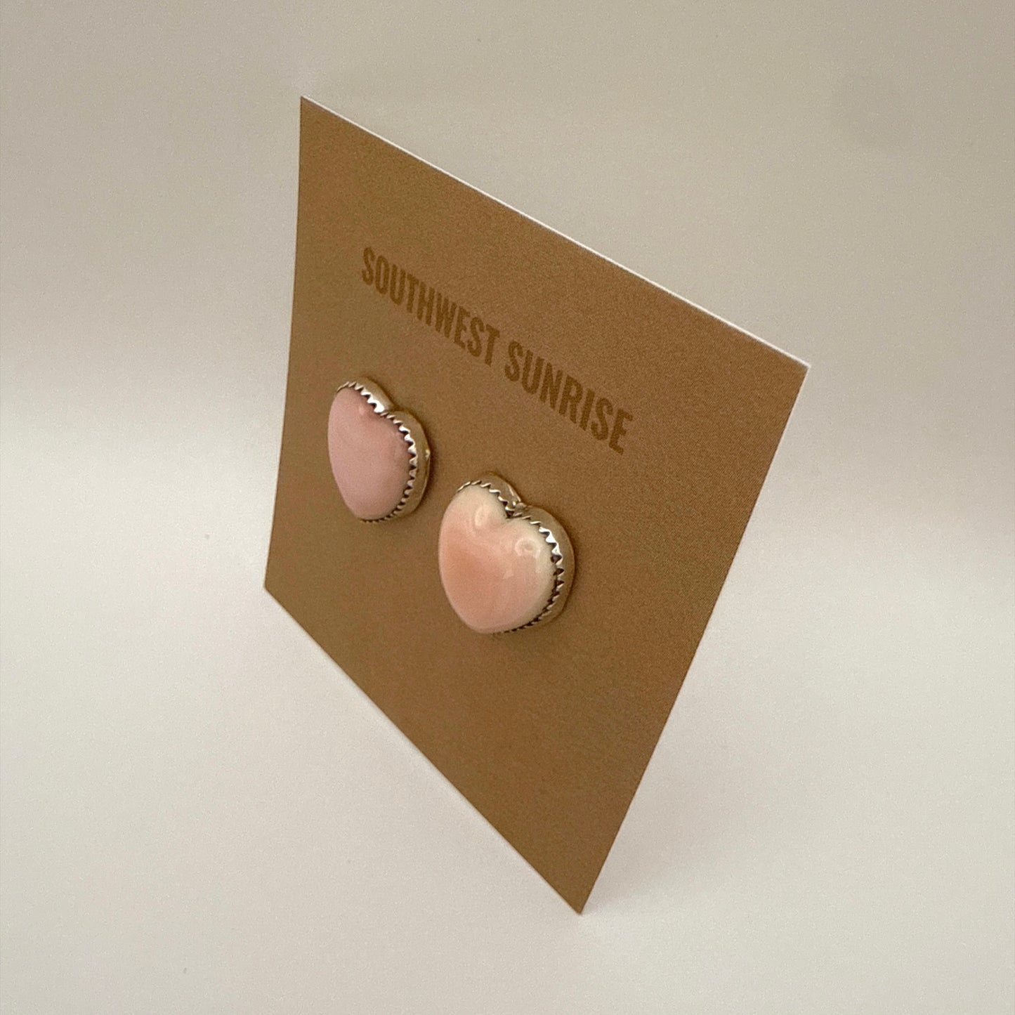Pink Conch Heart Stud Earrings