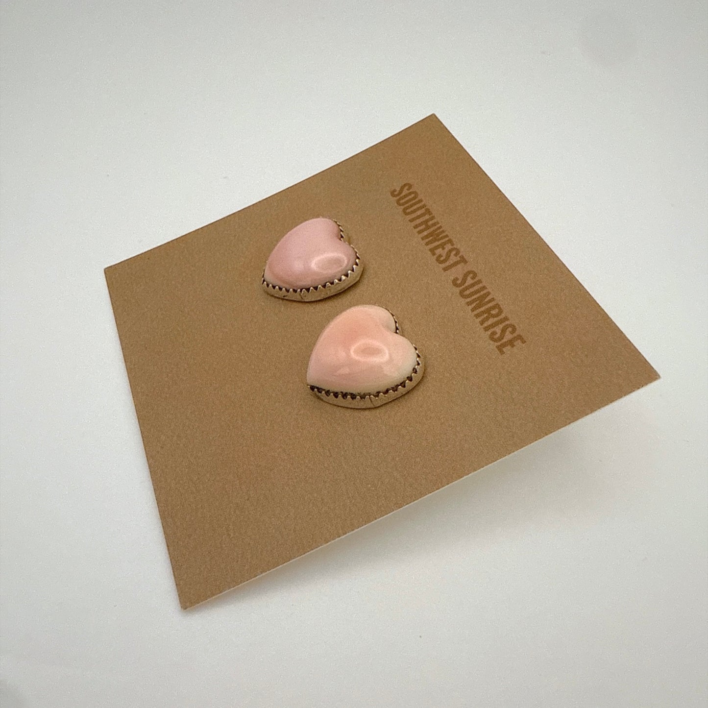 Pink Conch Heart Stud Earrings