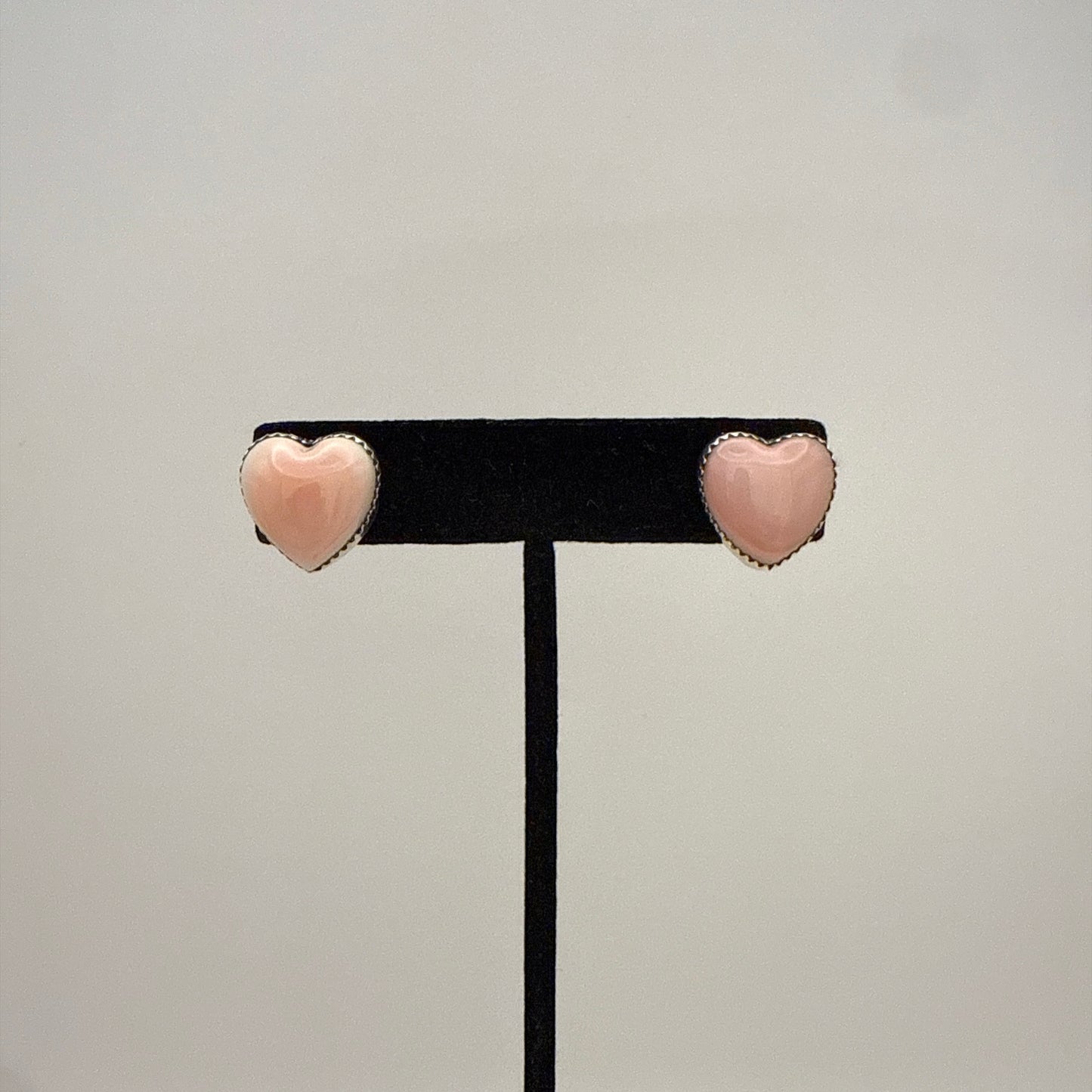 Pink Conch Heart Stud Earrings