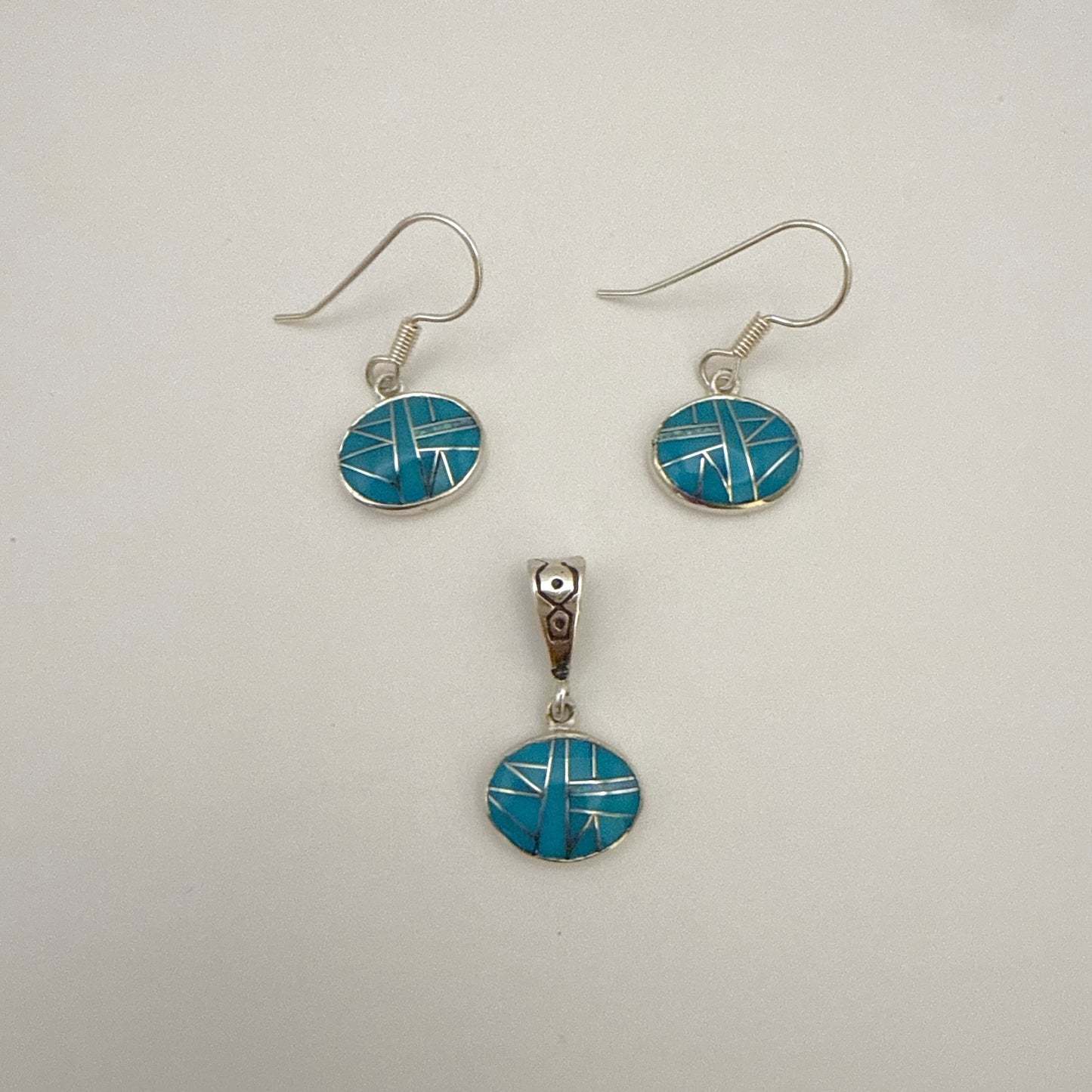 ターコイズ＆オパールインレイ　ペンダント＆ピアスセット