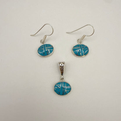 ターコイズ＆オパールインレイ　ペンダント＆ピアスセット