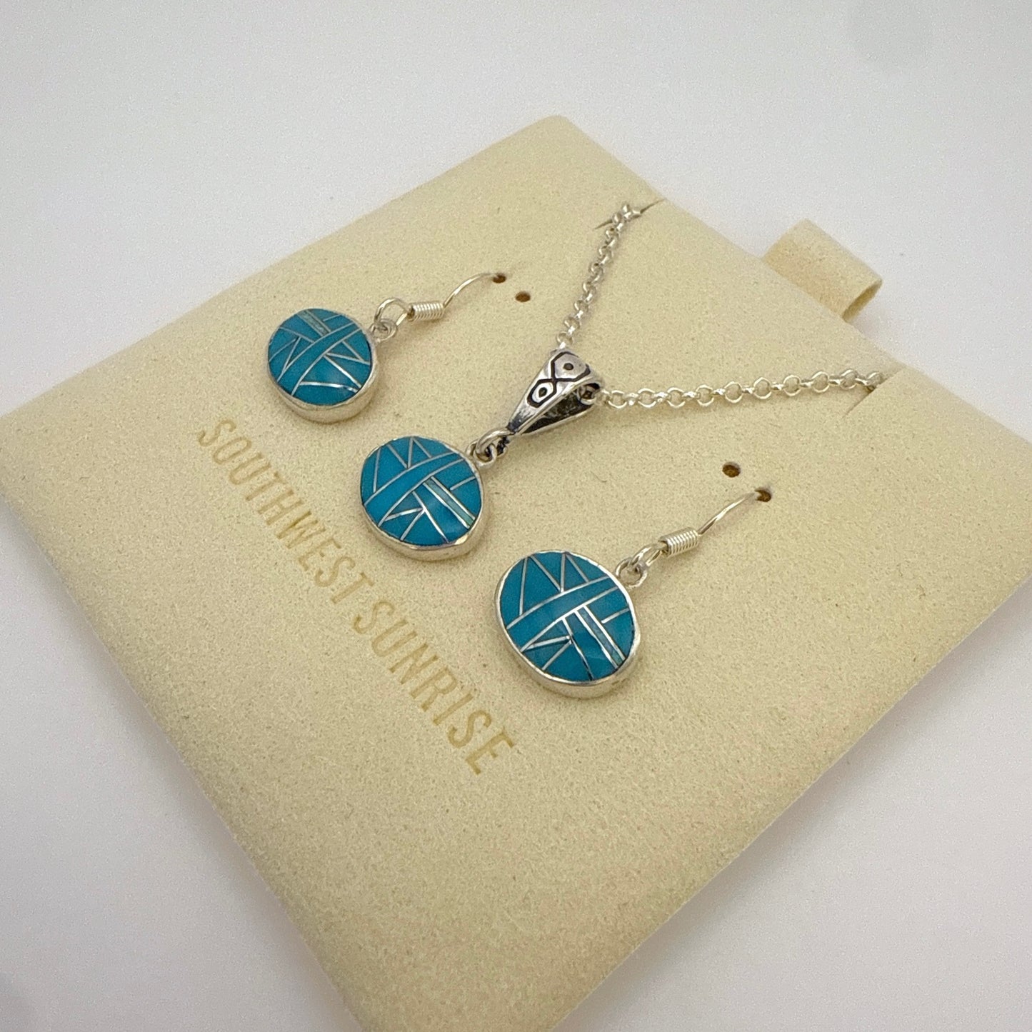 ターコイズ＆オパールインレイ　ペンダント＆ピアスセット