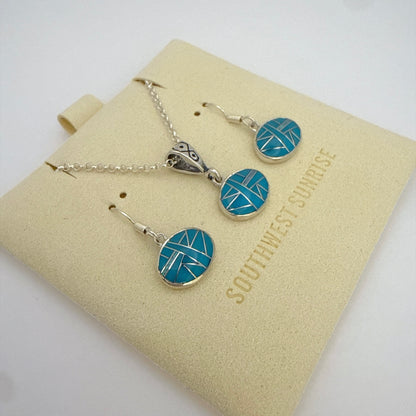 ターコイズ＆オパールインレイ　ペンダント＆ピアスセット