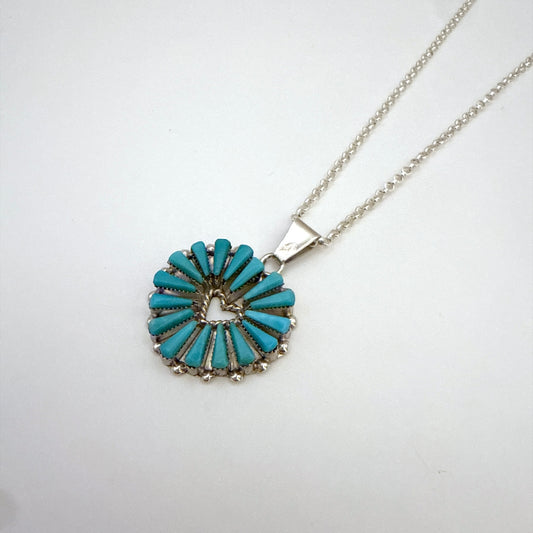 Needlepoint Turquoise Heart Pendant A