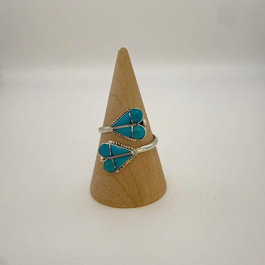 Turquoise Inlay Heart Adjustable Ring Size 9