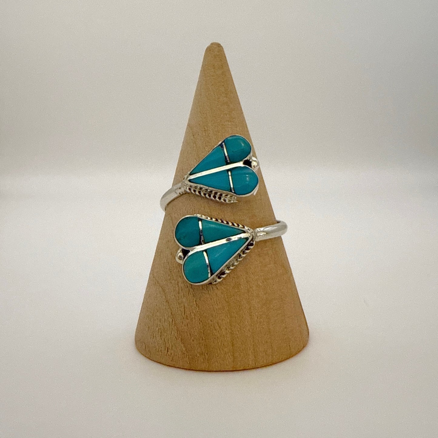 Turquoise Inlay Heart Adjustable Ring Size 10