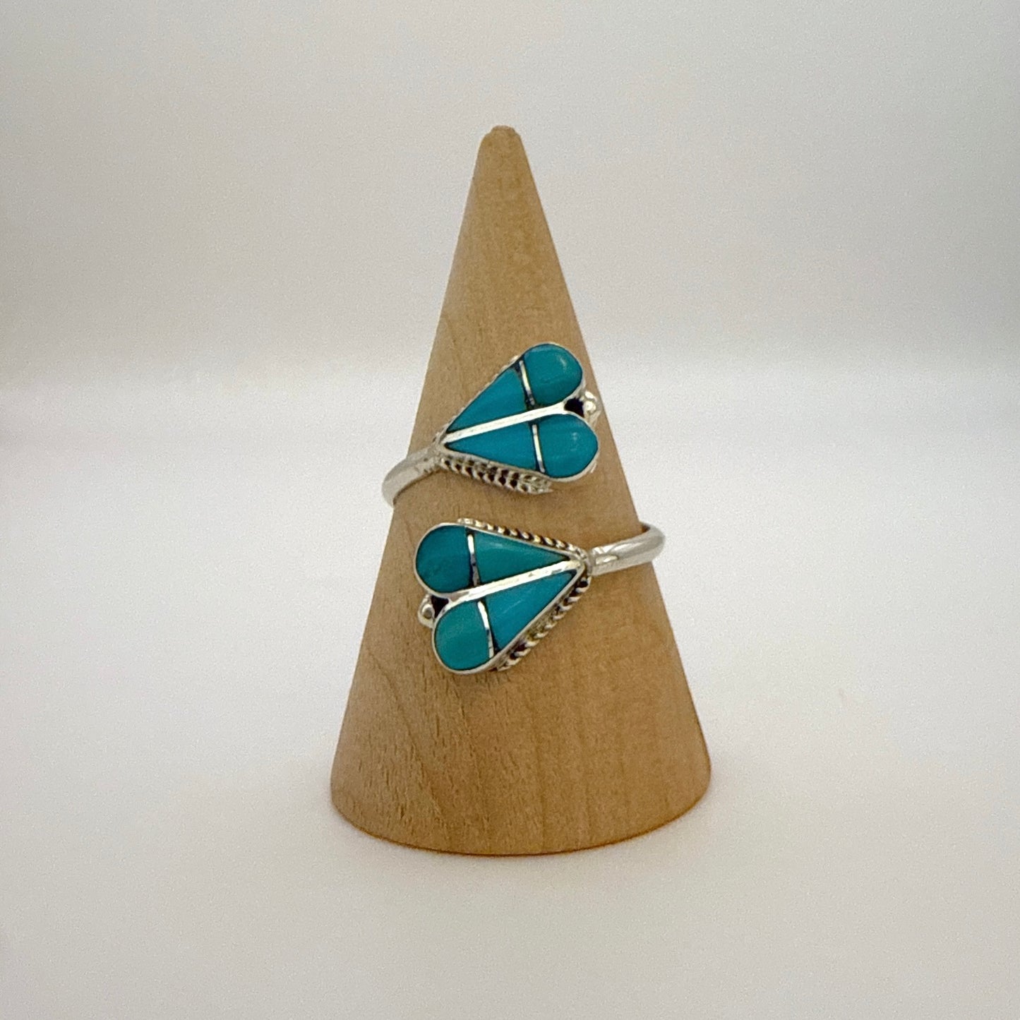 Turquoise Inlay Heart Adjustable Ring Size 10