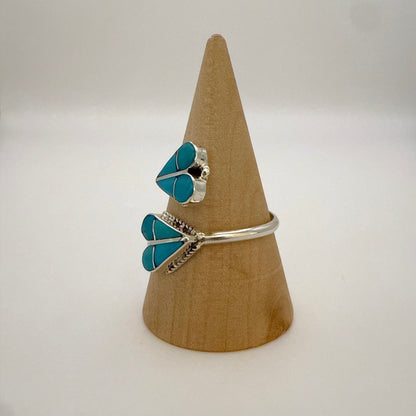 Turquoise Inlay Heart Adjustable Ring Size 10