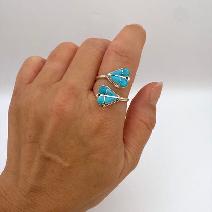 Turquoise Inlay Heart Adjustable Ring Size 10