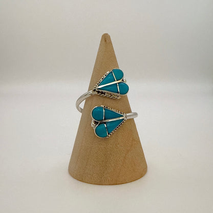 Turquoise Inlay Heart Adjustable Ring Size 11.5