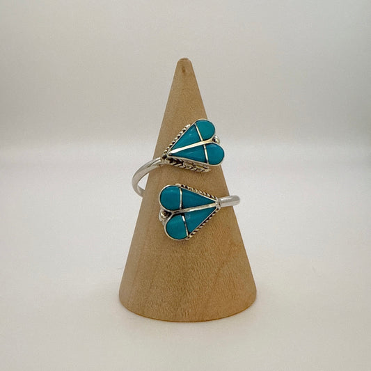 Turquoise Inlay Heart Adjustable Ring Size 11.5