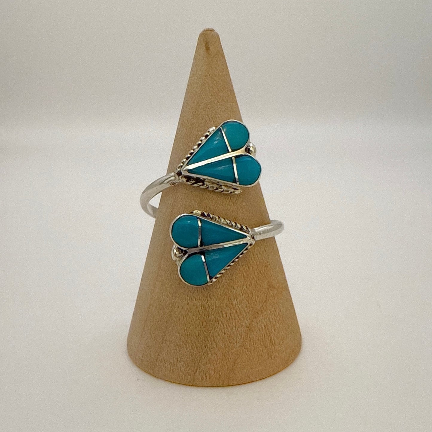 Turquoise Inlay Heart Adjustable Ring Size 11.5