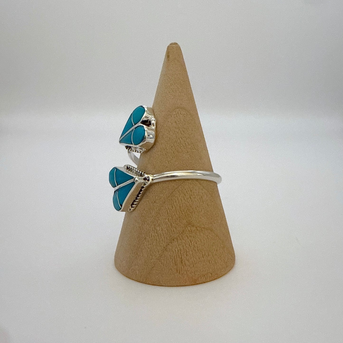 Turquoise Inlay Heart Adjustable Ring Size 11.5