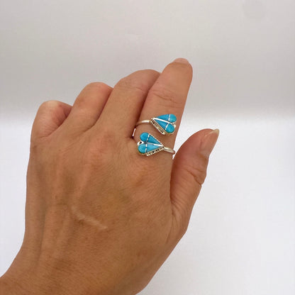 Turquoise Inlay Heart Adjustable Ring Size 11.5
