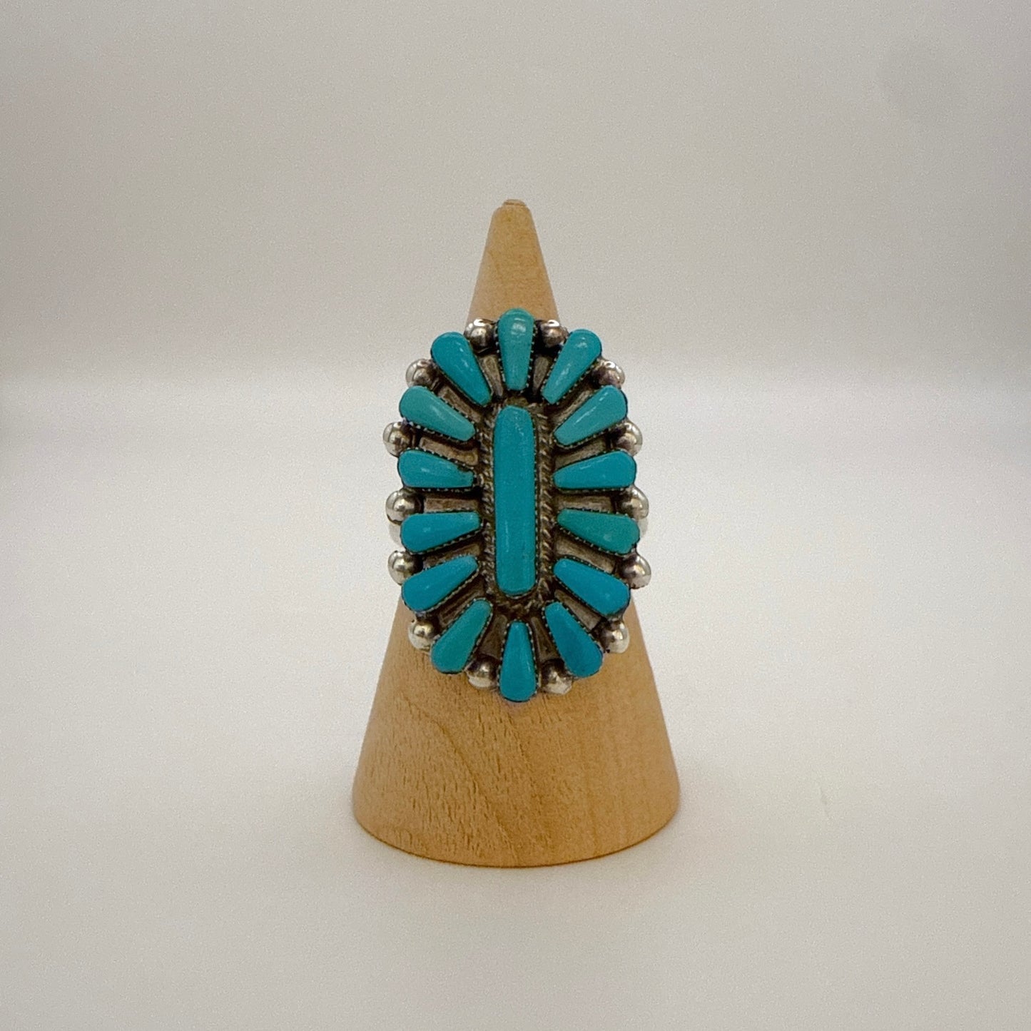 Needlepoint Turquoise Cluster Ring Size 9