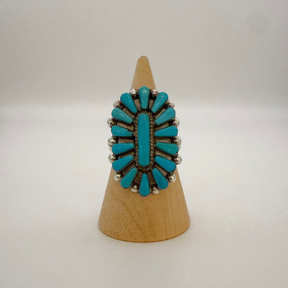 Needlepoint Turquoise Cluster Ring Size 9
