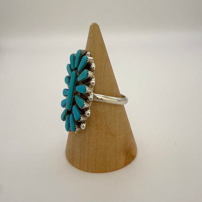 Needlepoint Turquoise Cluster Ring Size 9
